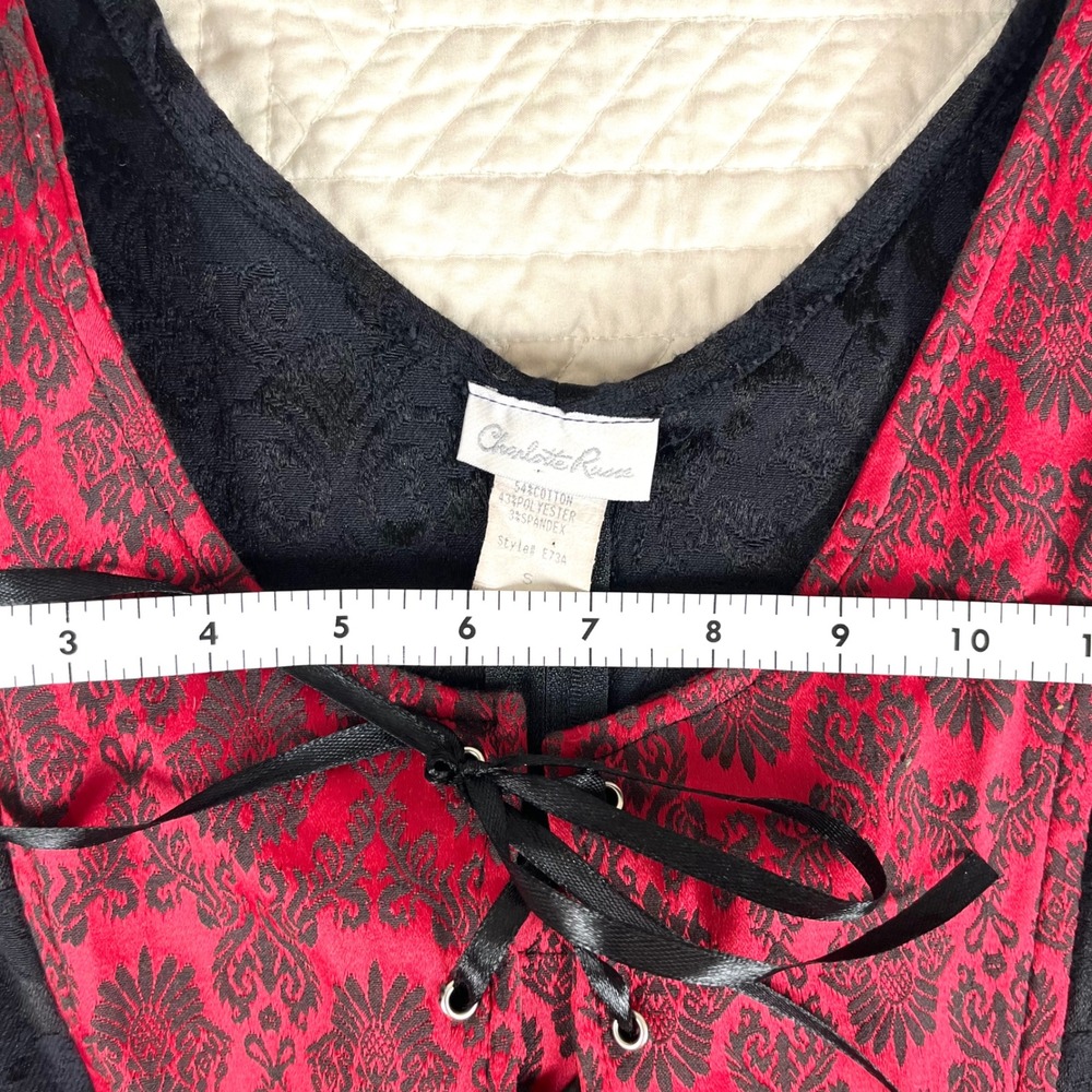 Vintage Gothic Charlotte Russe Corset Top Lace Up Damask Size Small Victorian - Picture 8 of 8